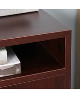 Aosom Business Mobile Storage Cabinet Organizer with Drawer and Cabinet, Printer Stand with Castors, Brown