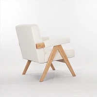 wooden leg leisure chair with handrails, cushions.uitable for living room, bedroom, study and other occasions