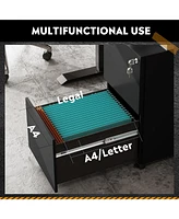 2-Drawer Mobile File Cabinet with Lock, Commercial Vertical Cabinet