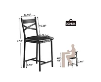 Bar Stools, Bar Chairs Set of 2, Modern Counter Bar Stools with Back & Footrest, Upholstered Island Chairs