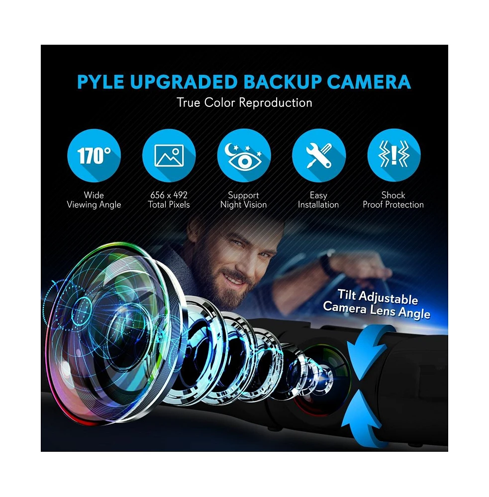 Pyle License Plate Car Rearview Backup Camera - Waterproof, 170° Viewing Angle, Built-In Distance Lines, Ip-68 (PLCM18BC)