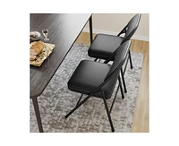Pack Folding Chairs with Padded Cushion and Back, Folding Chairs for Outside, Foldable Chairs with Metal Frame Hold Up to 350 Lbs