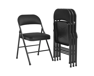 Pack Folding Chairs with Padded Cushion and Back, Folding Chairs for Outside, Foldable Chairs with Metal Frame Hold Up to 350 Lbs