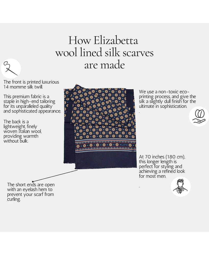 Elizabetta Men's Sorrento - Wool Backed Silk Scarf for Men