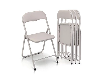gaomon Folding Chairs 4 Pack, Outdoor & Indoor Event Portable Metal Folding Chairs with Cushion, Non-Slip Feet Pads Stackable Chairs