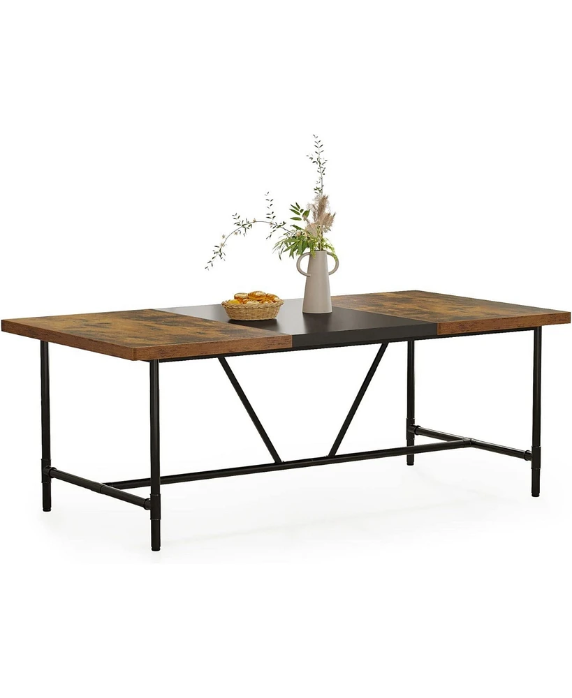 Tribesigns 70.8 x 35.4 inch Large Dining Table for 6-8, Industrial Rustic Kitchen Dining Room Table, Rectangle Dinner Table with Tube Metal Frame for