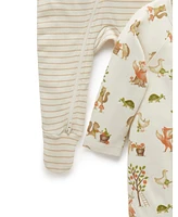 Purebaby Baby Boy and Girl 2 Pack Zip Coverall