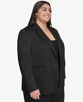Dkny Plus Size Ponte One-Button Blazer