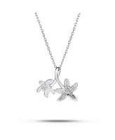 Bling Jewelry Nautical Beach Opal Sea Turtle Earrings and Starfish Necklace Jewelry Set Silver