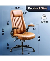 Ergonomic High Back Office Chair, Executive Swivel Desk Chair with Adjustable Flip-Up Armrests, Built-in Lumbar Support & Thickened Headrest, Workstat