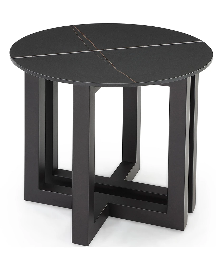Emila 24" Round Sintered Stone Mix and Match End Table