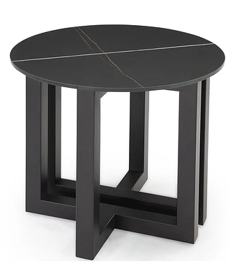 Emila 24" Round Sintered Stone Mix and Match End Table