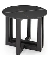 Emila 24" Round Sintered Stone Mix and Match End Table