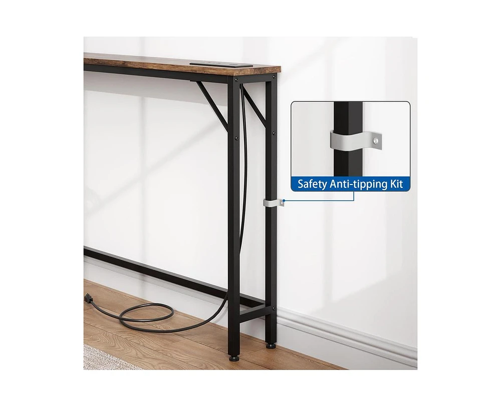 Gaomon Slim Console Table with Built-in Outlets, Narrow Console Table for Small Spaces