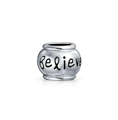 Bling Jewelry Hope Believe Survivor Message Charm Bead Sterling Silver Bracelet