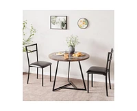 Round Dining Table Set for 2,Kitchen Chairs of 2, Small Room with 2 Upholstered Chairs, Dinette Place,Apartment,