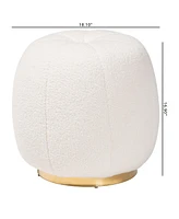 Baxton Studio Raelynn Modern and Contemporary Ivory Boucle Upholstered and Gold Metal Ottoman