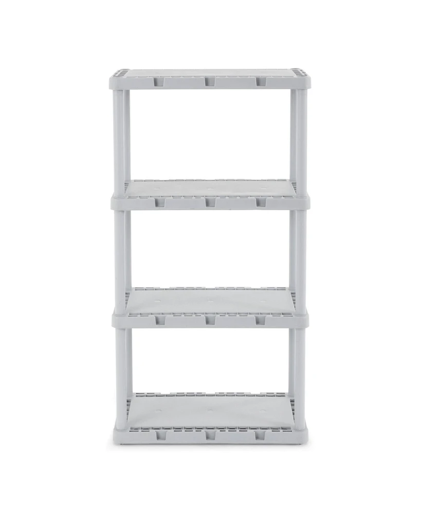 Gracious Living 4 Shelf Knect-a-Shelf Fixed Height Solid Light Duty Storage,Grey