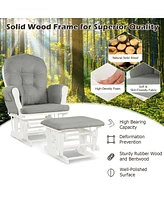 Gouun Wood Glider and Ottoman Set with Padded Armrests and Detachable Cushion