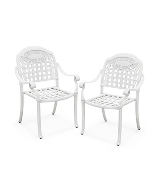 Gouun Cast Aluminum Patio Chairs Set of 2 with Armrests