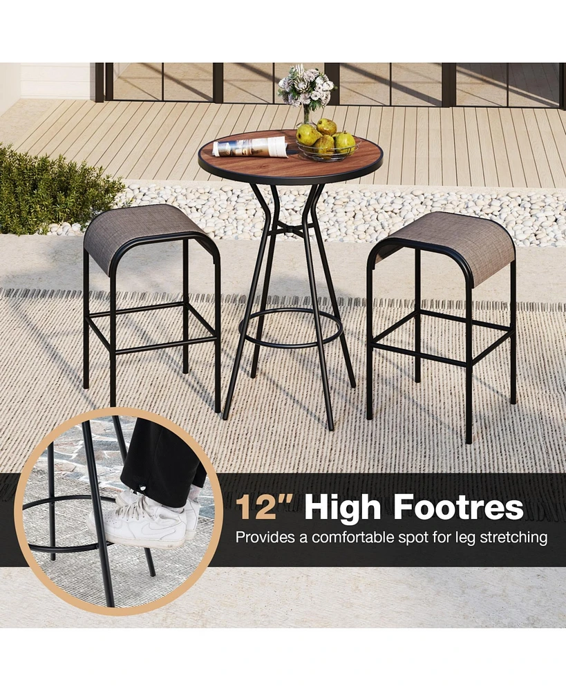 Gouun 5 Pieces Outdoor Round Bar Table Set with 1.6 Inches Umbrella Hole