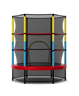 55 Inch Mini Trampoline for Kids with Safety Enclosure Net for Indoor Outdoor