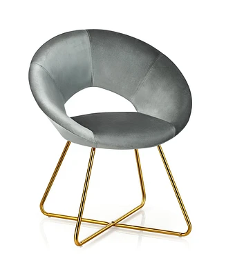 Gouun Modern Accent Velvet Dining Arm Chair with Metal Legs and Soft Cushion