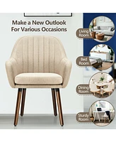 Gouun Set of 2 Fabric Upholstered Accent Chairs with Wooden Legs