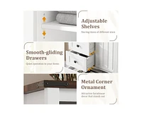 Dresser, 5 Drawers Dresser for Bedroom with Sliding Barn Door, Adjustable Shelf, Farmhouse Tall Chest of Drawer, Storage Organizer Dresser for Hallway