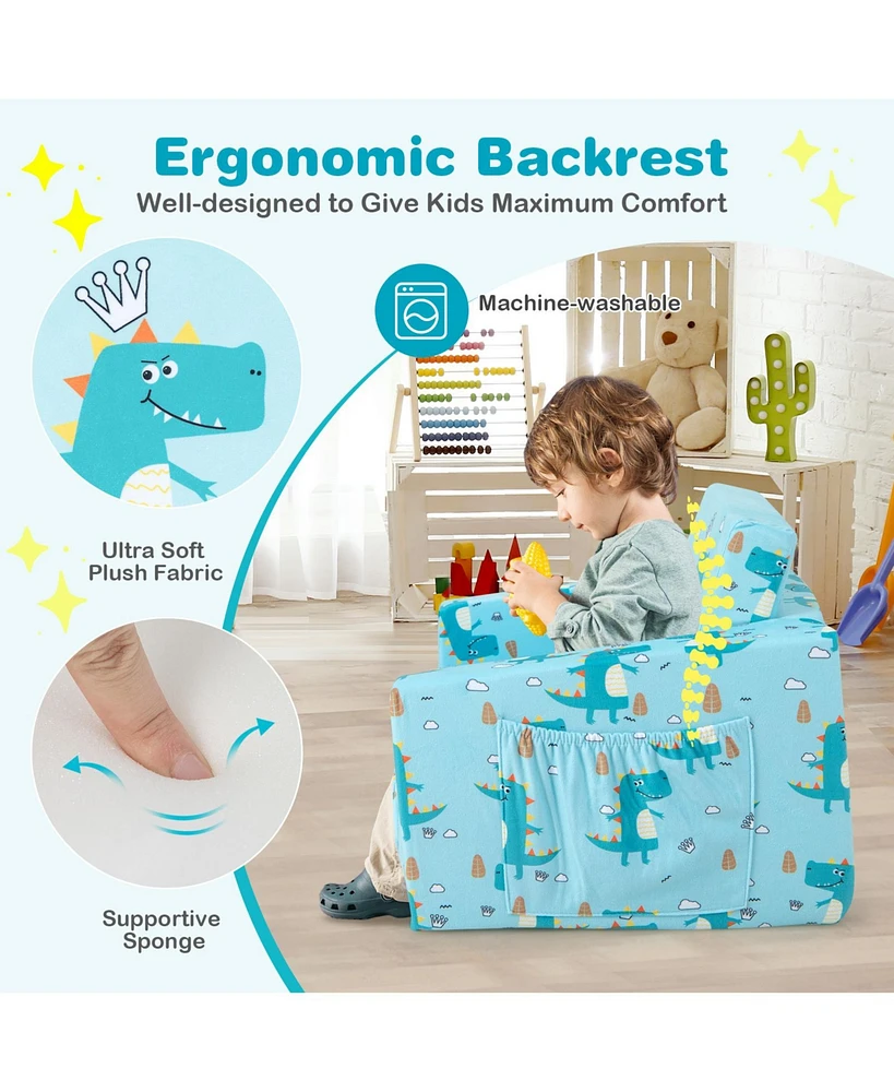 Gouun Kids Recliner Sofa Converts to Sleeper Bed for Boys Girls