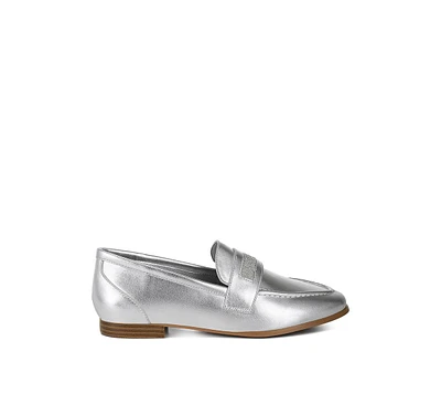 Eden Ode Rhinestone Strap Metallic Loafers