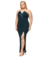 Betsy & Adam Plus Strapless Gown