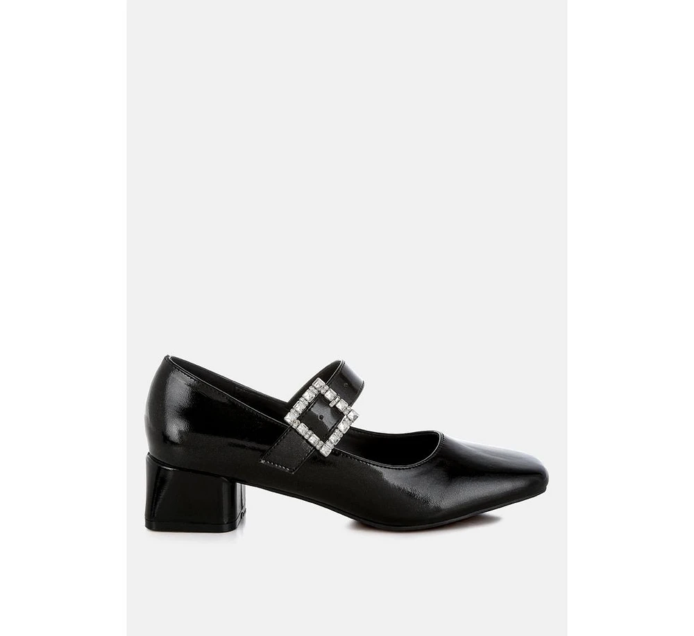 Abeba Diamante Brooch Metallic Mary Jane Pumps