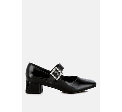 Abeba Diamante Brooch Metallic Mary Jane Pumps