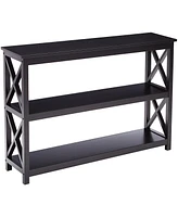 Kings Brand Furniture 3-Tier X-Design Console Entryway Sofa Table With Shelves, Black