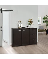Kings Brand Furniture Lebeau - Buffet Storage Cabinet, Oak Chocolate