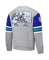 Mitchell & Ness Men's Heather Gray Seattle Seahawks All Over 4.0 Vintage Logo Pullover Sweatshirt