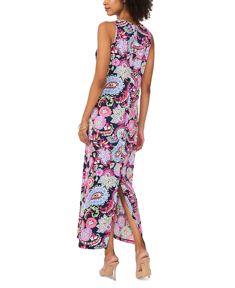 Vince Camuto Women's Floral Sleeveless Keyhole-Back Crewneck Maxi Dress