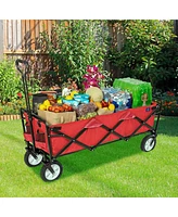 Mac Sports Collapsible Folding Outdoor Utility Garden Camping Wagon Cart, Red