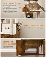 Slickblue 66.9-Inch Cat Tree Cat Tower with Litter Box Enclosure for Play and Privacy