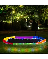 60" Saucer Swing with Led Lights 700 Lbs Platform Tree Swing with Adjustable Ropes