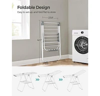 Metal Laundry Drying Rack with Adjustable Gullwings and Sock Clips, Space-Saving Design