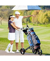 Gymax 3 Wheels Golf Push Pull Cart Folding Golf Pull Trolley w/ Adjustable Handle