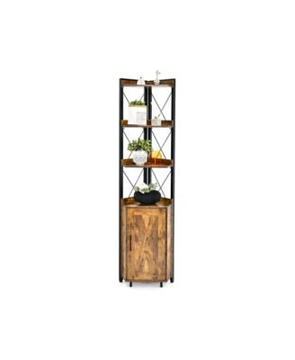 Gouun Tall Corner Storage Cabinet With 3 Tier Shelf Enclosed Cabinet