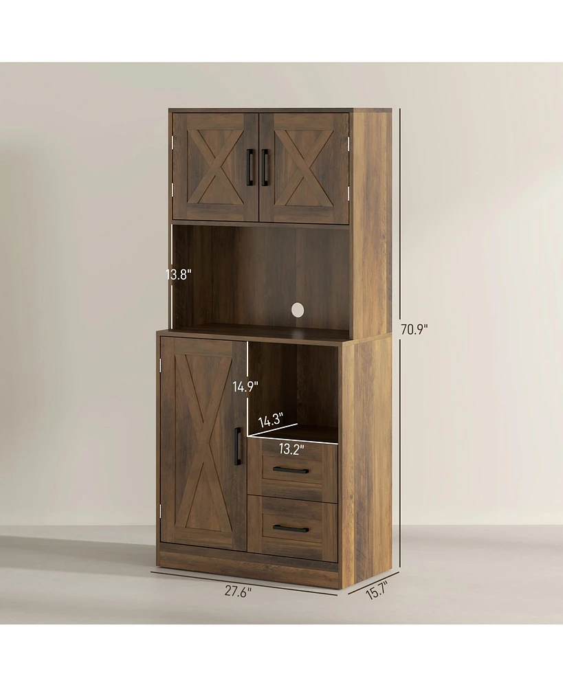 Homcom Farmhouse Kitchen Pantry, 71" Tall Storage Cabinet