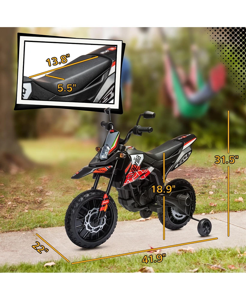 Qaba 12V Aprilia Licenced Kids Motorcycle with Training Wheels,