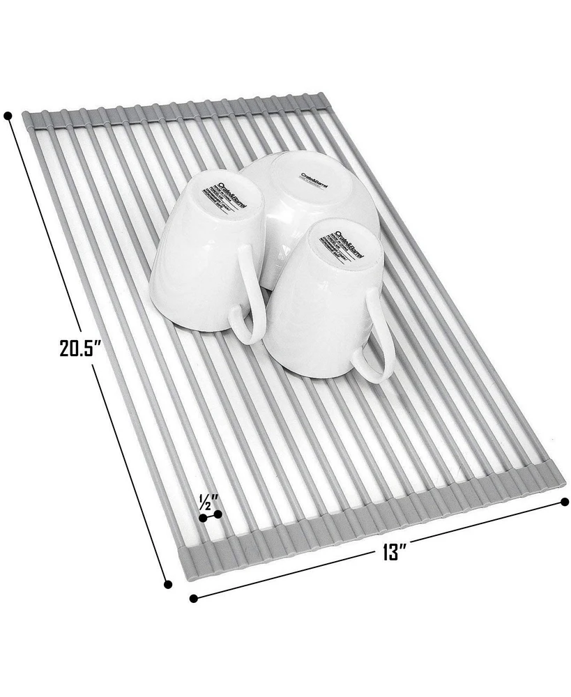 Sorbus Roll-Up Dish Drying Rack, Over the Sink Dish Drainer, Multipurpose Drying Rack for Dishes, Fruits & Vegetables, Silicone Coated Stainless Steel