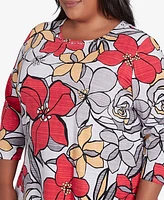 Alfred Dunner Plus Size Bold Floral Print Top