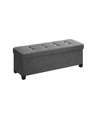 Storage Ottoman Bench with Wooden Feet for Bedroom, Entryway, or Living Room