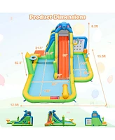 Inflatable Water Slide Giant Water Park for Kids Backyard Fun with 735W Blower